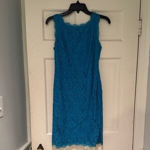 Adrianna Papell Teal Lace Midi Dress